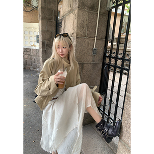 工艺复杂层次肌理感显瘦皱皱半身裙女 Tannin赤兔预习春天 ski