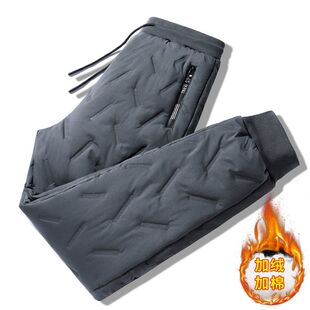 休闲长裤 羊羔绒棉裤 平口直筒裤 加绒加厚保暖哈伦束脚裤 子男秋冬季