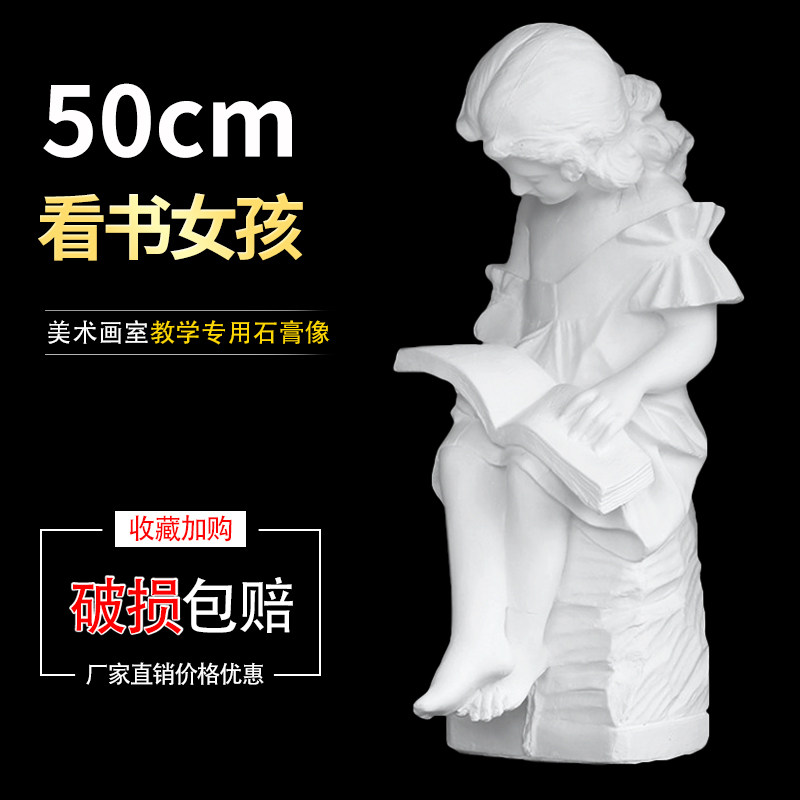 看书女孩姑娘石膏像质准型白雕像装饰美术教具石膏头像模型摆件