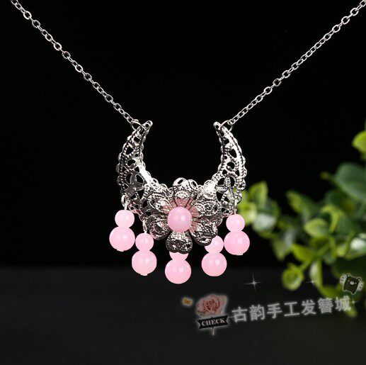 古代发簪月牙仿玉石汉服配饰