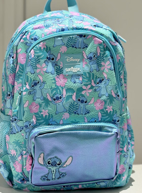 澳洲Smiggle书包1-6年级学生双肩包蓝色史迪仔娃娃屋背包多功能礼