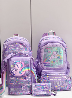 澳洲Smiggle幼儿园书包3-6岁女童紫色独角兽双肩包化妆包餐包笔袋