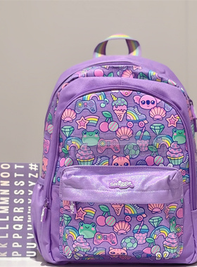 澳洲Smiggle书包幼儿园紫色名字考拉多功能收纳双肩包一年级背包