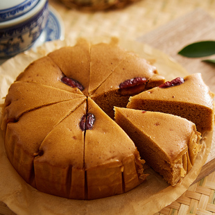 安井 传统宴会小米糕速食早餐馒头点心香软 红枣糕 红糖发糕400g