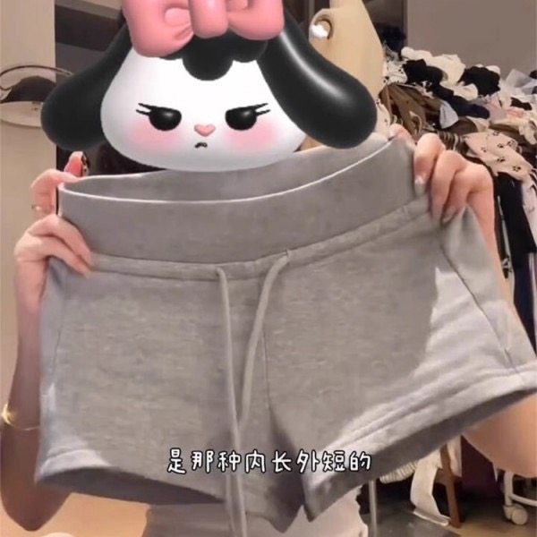 美式复古低腰抽绳运动短裤女2025冬季修身灰色包臀显瘦休闲热裤子,女装/女士精品,短裤,淘宝优惠券,粉丝福利购,淘宝优惠卷