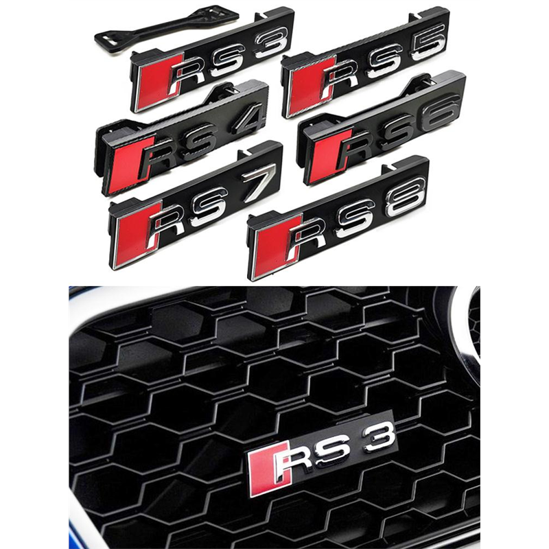 RS蜂窝车标志 RS3/RS4/RS5/RS6/RS7改装黑色中网标 后尾标贴