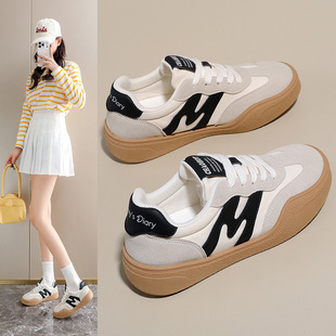 ins女学生厚底增高运动板鞋 2026春季 韩版 新款 休闲TQ102 德训小白鞋