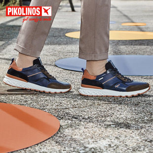 Pikolinos派高雁秋季擦色牛皮系带拼色平底运动男鞋PL243103