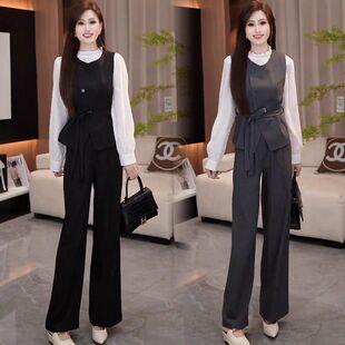 2026春季新款时尚气质马甲显瘦三件套裤套装女高品质通勤套装女潮