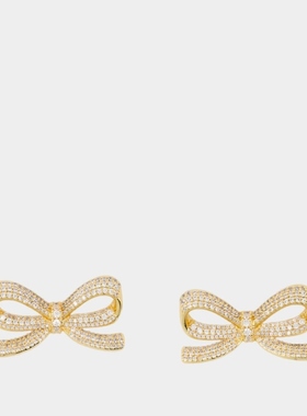 SELF PORTRAIT 水晶蝴蝶结耳环 金属 金色