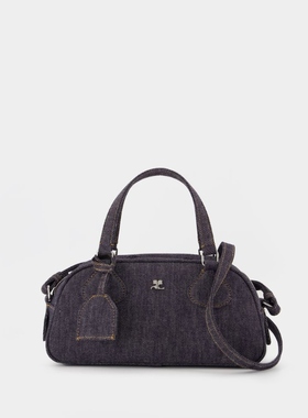 活希源 Courreges Friday Bowling Baguette 斜挎包 皮质 灰色