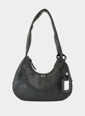 GANNI Bou 中号单肩包 -皮质 灰色