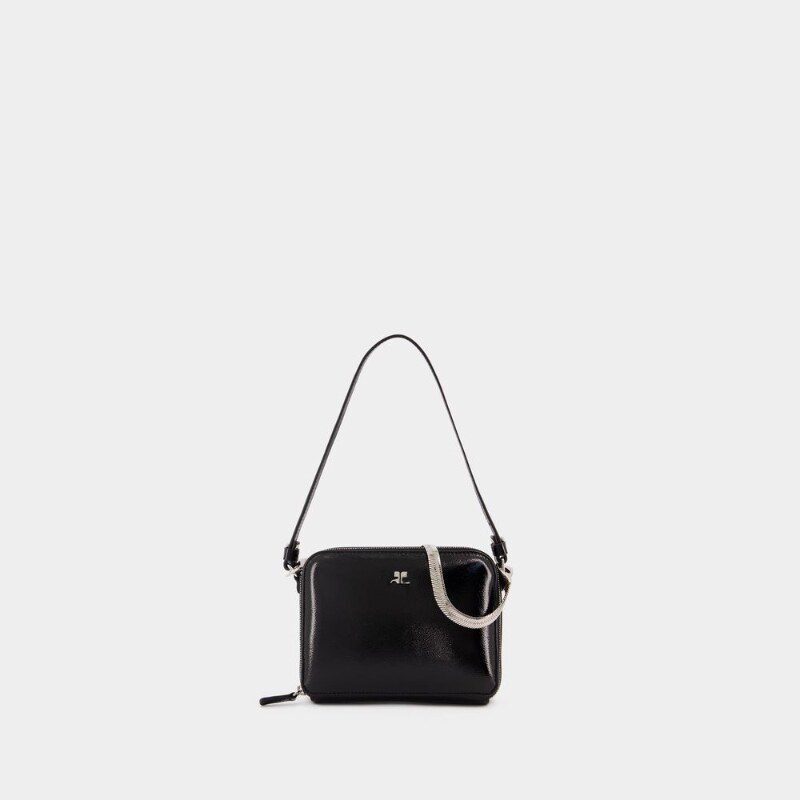 活希源 Courreges Cloud Chained 黑色皮制手提包斜挎包