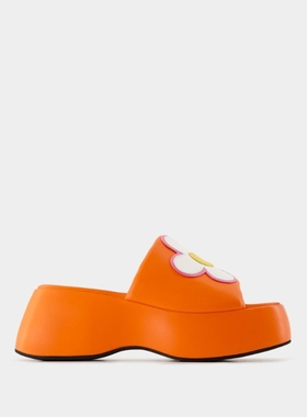 【粉丝专享】Carel Flower凉鞋 皮质厚底 橙色日常