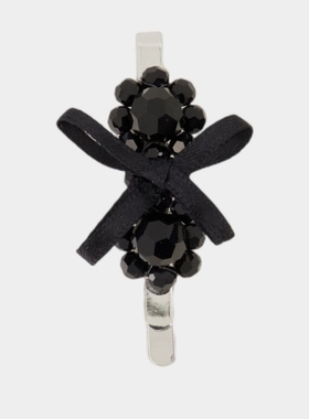 Simone Rocha 小巧蝴蝶结迷你花朵发夹 水晶 黑色