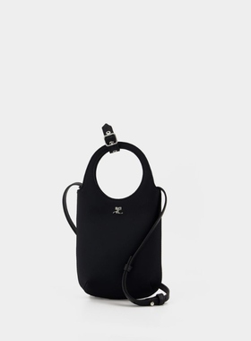 活希源 Courreges Slim Holy 手提包 缎面 黑色