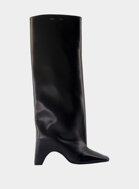 Coperni Coperni 牛仔桥靴 皮质黑色高跟不过膝堆堆靴长靴