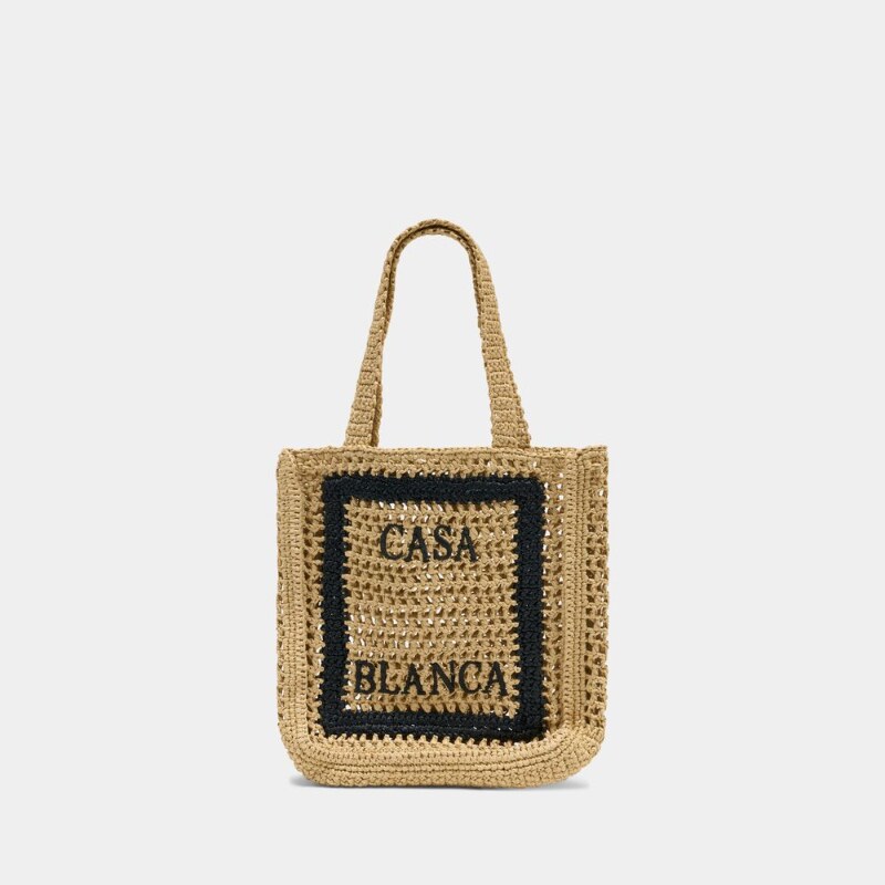 Casablanca 托特包 - 拉菲草 - 米色