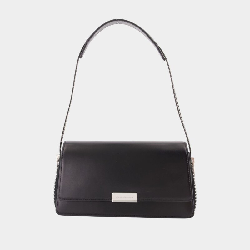 亚历山大王 Alexander Wang Siren 中号翻盖单肩包 - 皮质 - 黑色