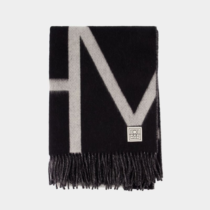 TOTEME Monogram围巾-羊毛-黑色