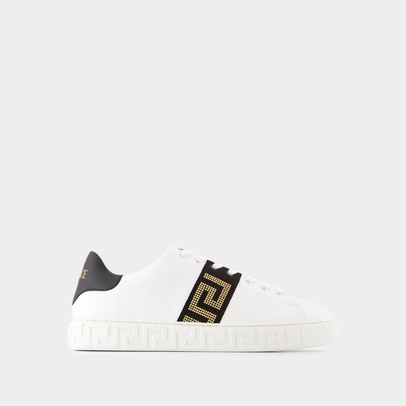 范思哲 Versace La Greca黑色帆布运动鞋 男款