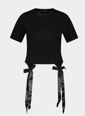 Simone Rocha Bow Tails 黑色棉质圆领宽松短袖时尚T恤