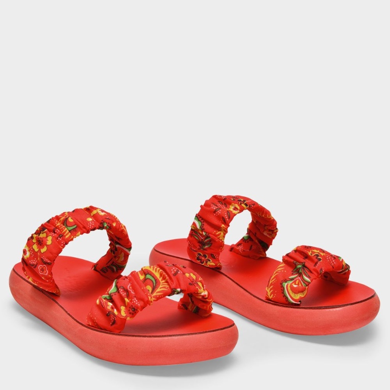 Ancient Greek Sandals Scrunchie Melia红色帆布厚底凉鞋