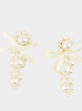 Simone Rocha 小巧蝴蝶结耳环 合成 白色复古时尚配饰