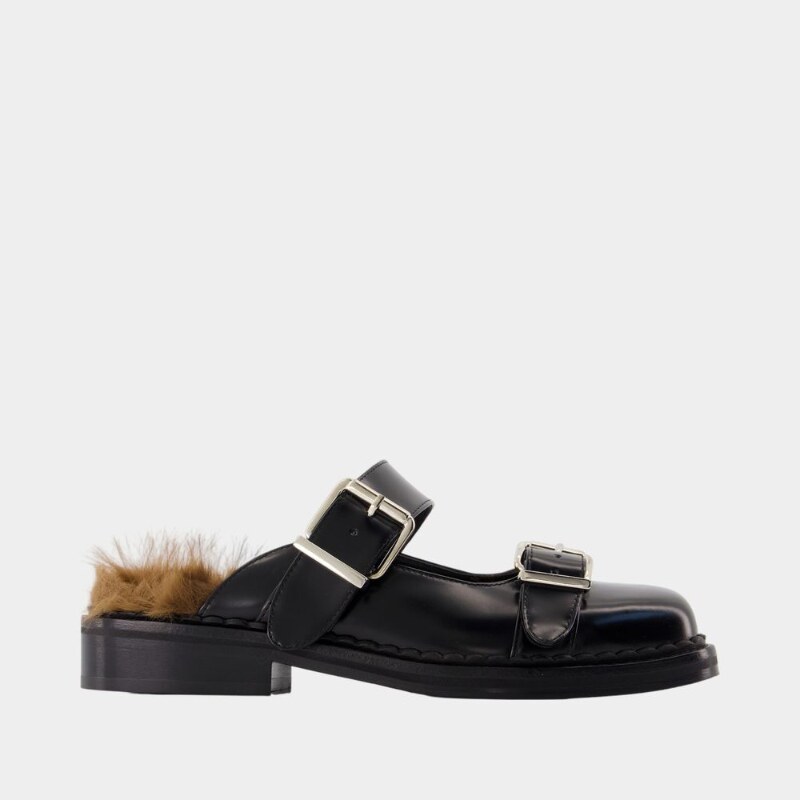 Simone Rocha 玛丽珍鞋带搭扣-皮质-黑色
