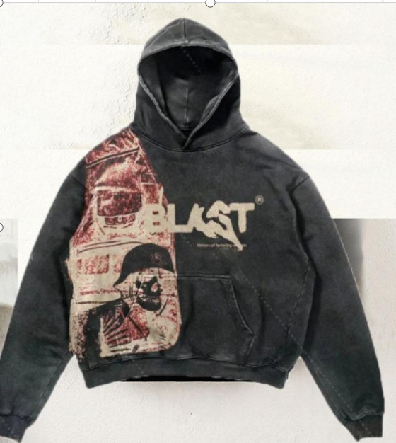 Skull hoodie美式原宿蜘蛛网图案卫衣复古暗黑印花连帽衫y2k上衣