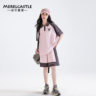 2026夏装女童时尚运动套装新款洋气初中生大童夏季短袖休闲两件套