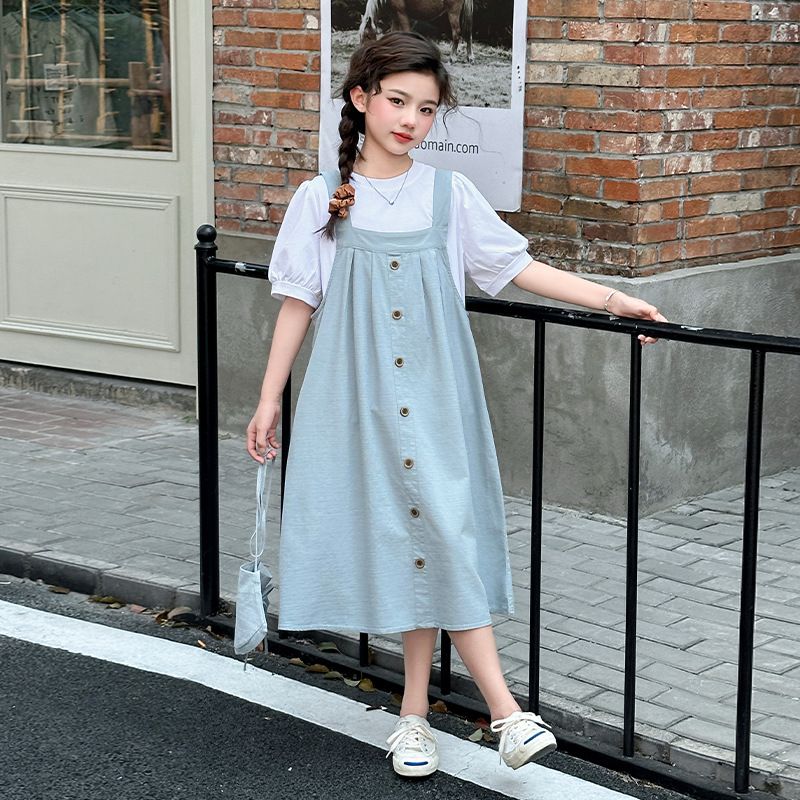 超好看的连衣裙女童夏季2025新款洋气时髦女孩女大童夏装背带裙子