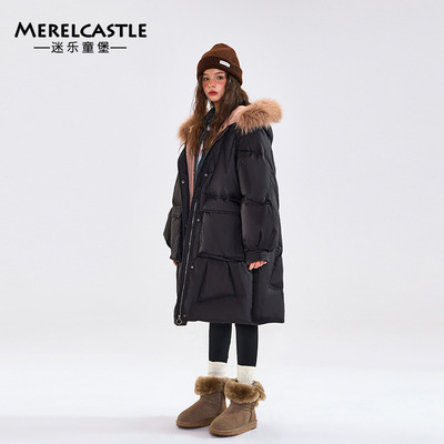 白鸭绒女款大童冬装中长款外套