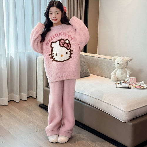 女童珊瑚绒保暖家居服套装
