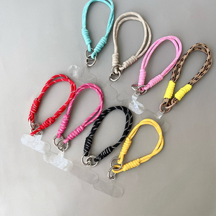 简约百搭时尚 个性 纯色手腕带短绳双扣结实高级感男女耐用户外挂件旅行便携钥匙扣防丢失儿童女款 手机挂绳短款