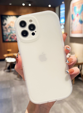 适用iPhone13手机壳X/XR/XS镜头全包苹果11/12/14ProMax磨砂硅胶套6s防摔7/8Plus个性se3男女ins简约透白纯色