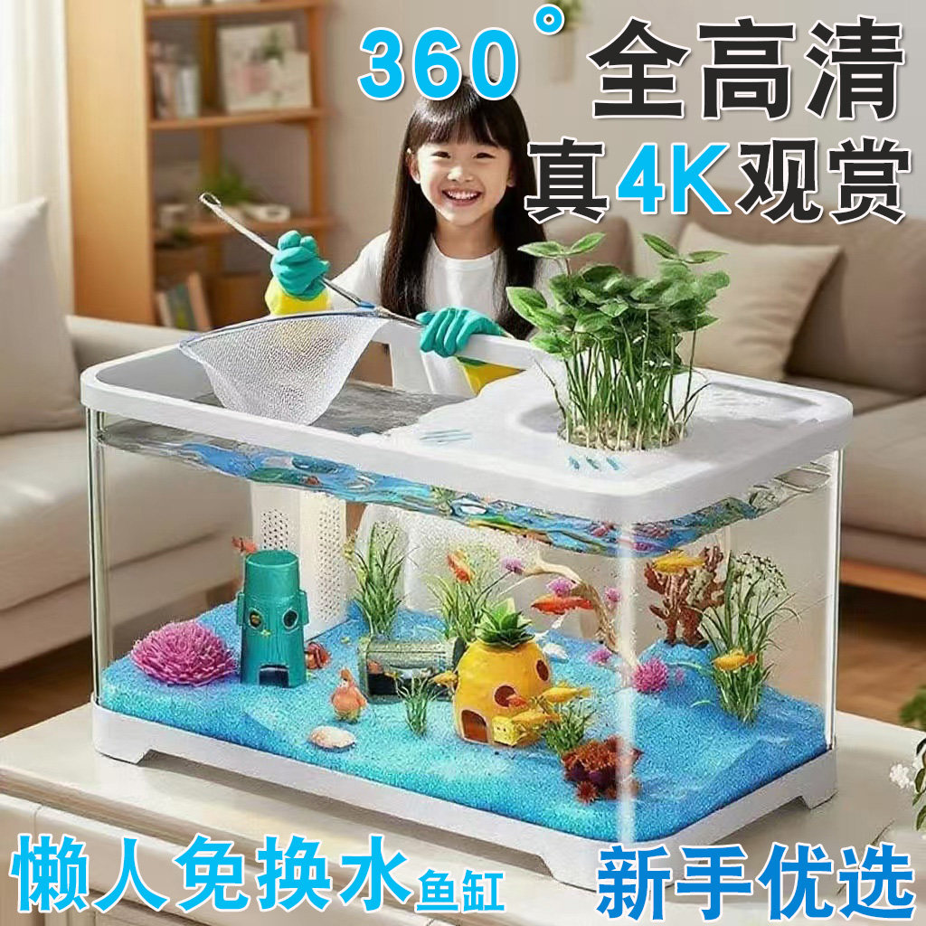 鱼缸小型客厅生态造景过滤制氧一体机2025新款带盖家用桌面金鱼缸