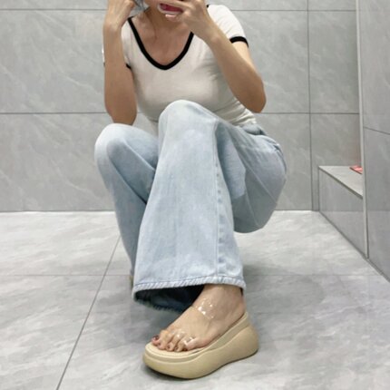 2026新款增高厚底凉鞋拖鞋女夏 透明仙女拖鞋松糕坡跟凉拖鞋外穿