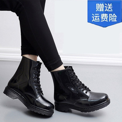 雨鞋女款牛筋底防滑防水鞋时尚成人马丁雨靴学生外穿加绒保暖胶鞋