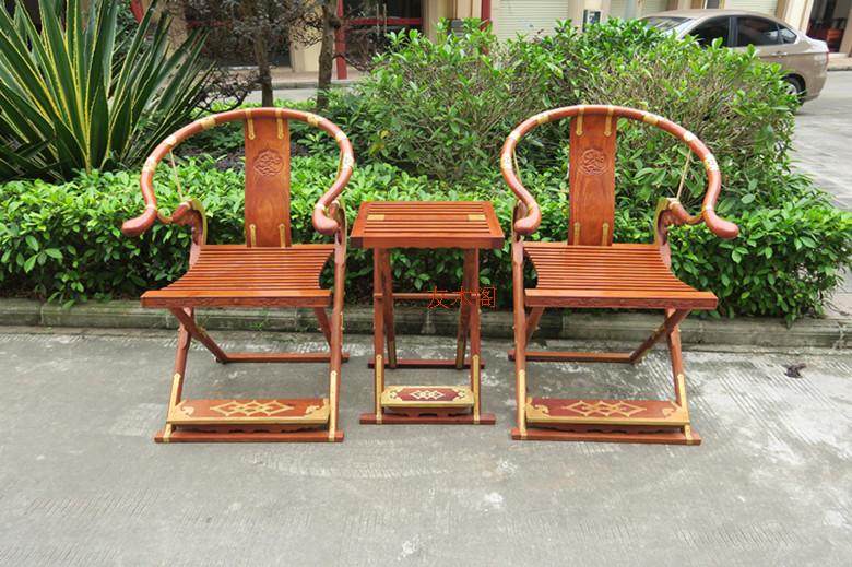 友木阁 红木家具 红木交椅 缅甸花梨木交椅 大果紫檀交椅三件套
