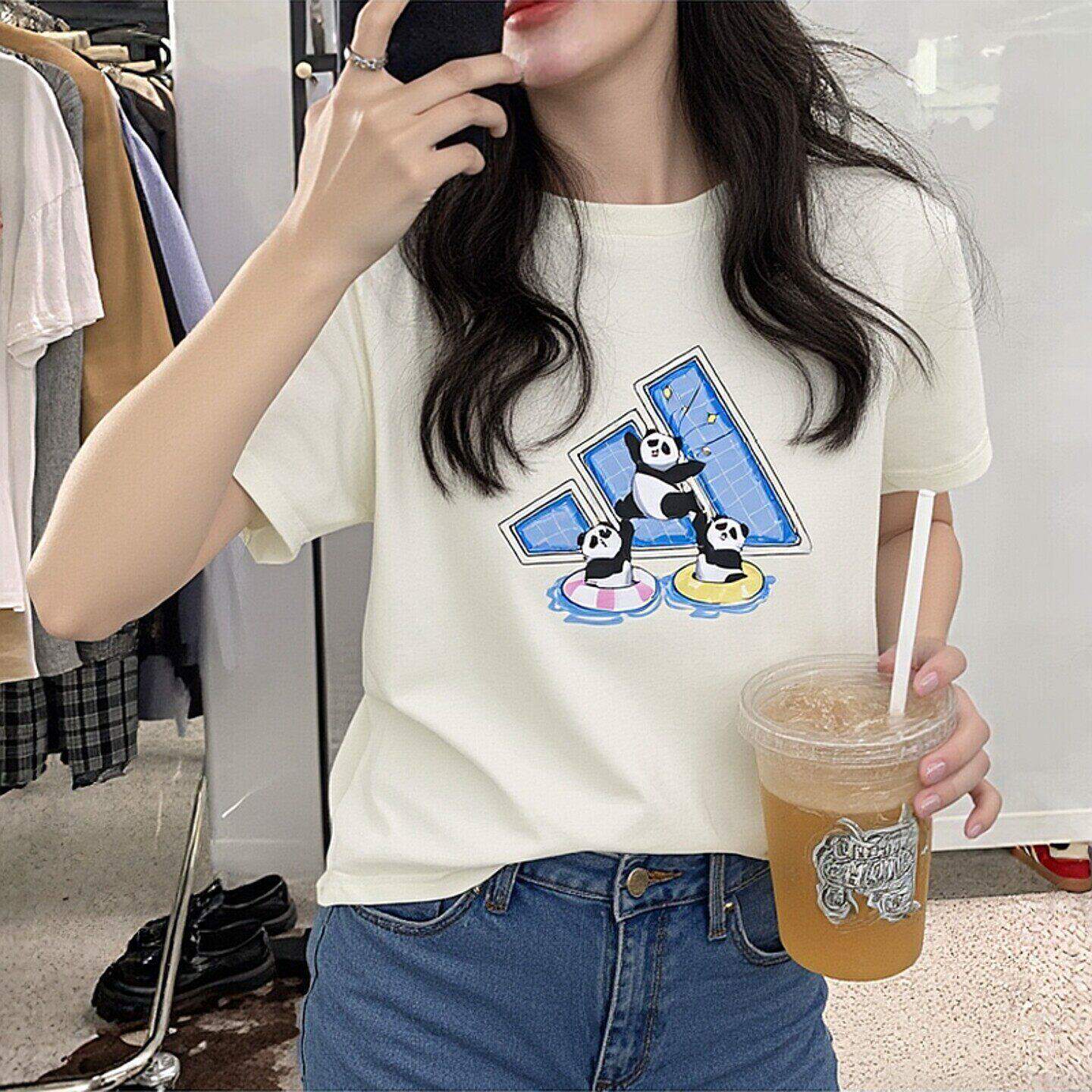 阿迪达斯女短袖印花透气T恤