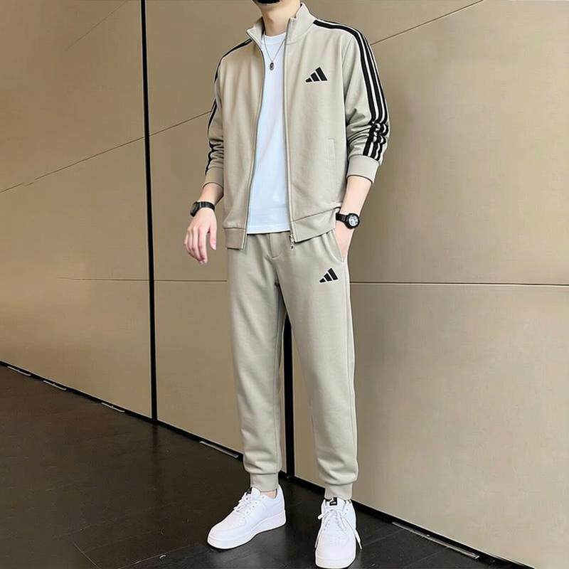阿迪达斯运动套装男两件套秋季美式复古篮球宽松外套男卫裤长裤子