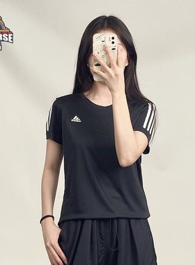 Adidas阿迪达斯速干T恤女短袖2024夏新款跑步训练透气运动DQ2618