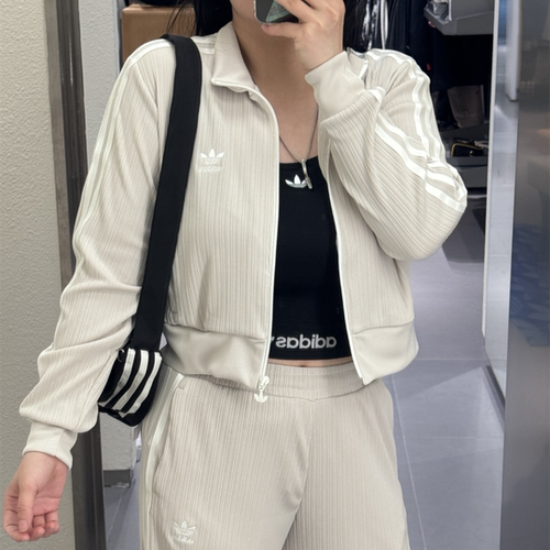 阿迪达斯三叶草女子短款立领夹克