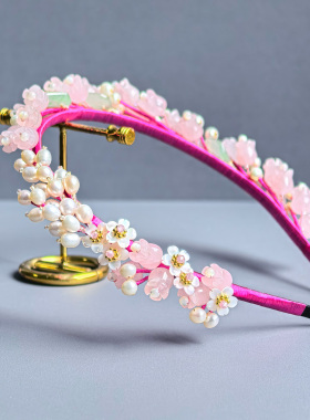墨涧花古风粉晶铃兰珍珠发箍