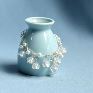 墨涧花饰品 白水晶铃兰925银手链女简约古风轻奢小众原创设计