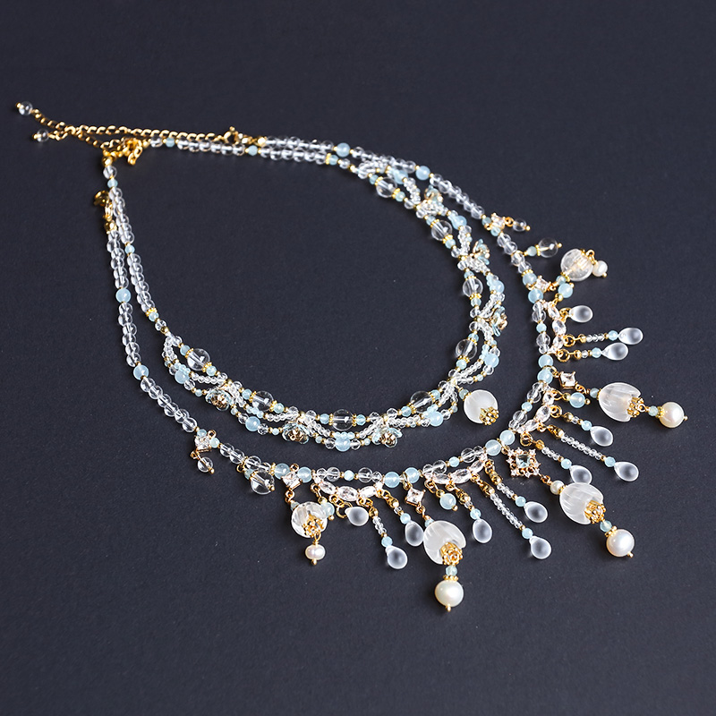 墨涧花白水晶冰雪铃兰项链