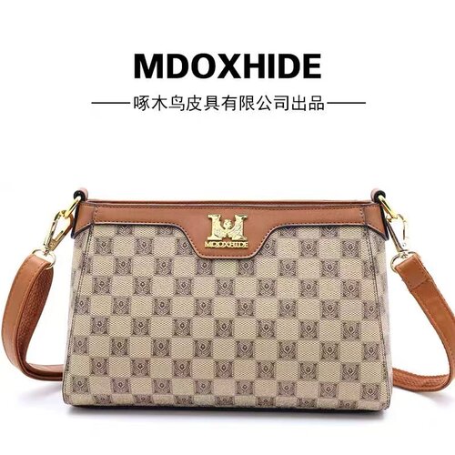 MDOXHIDE女包爆款定制高货棋盘格双隔层大容量单肩斜跨包格子包包