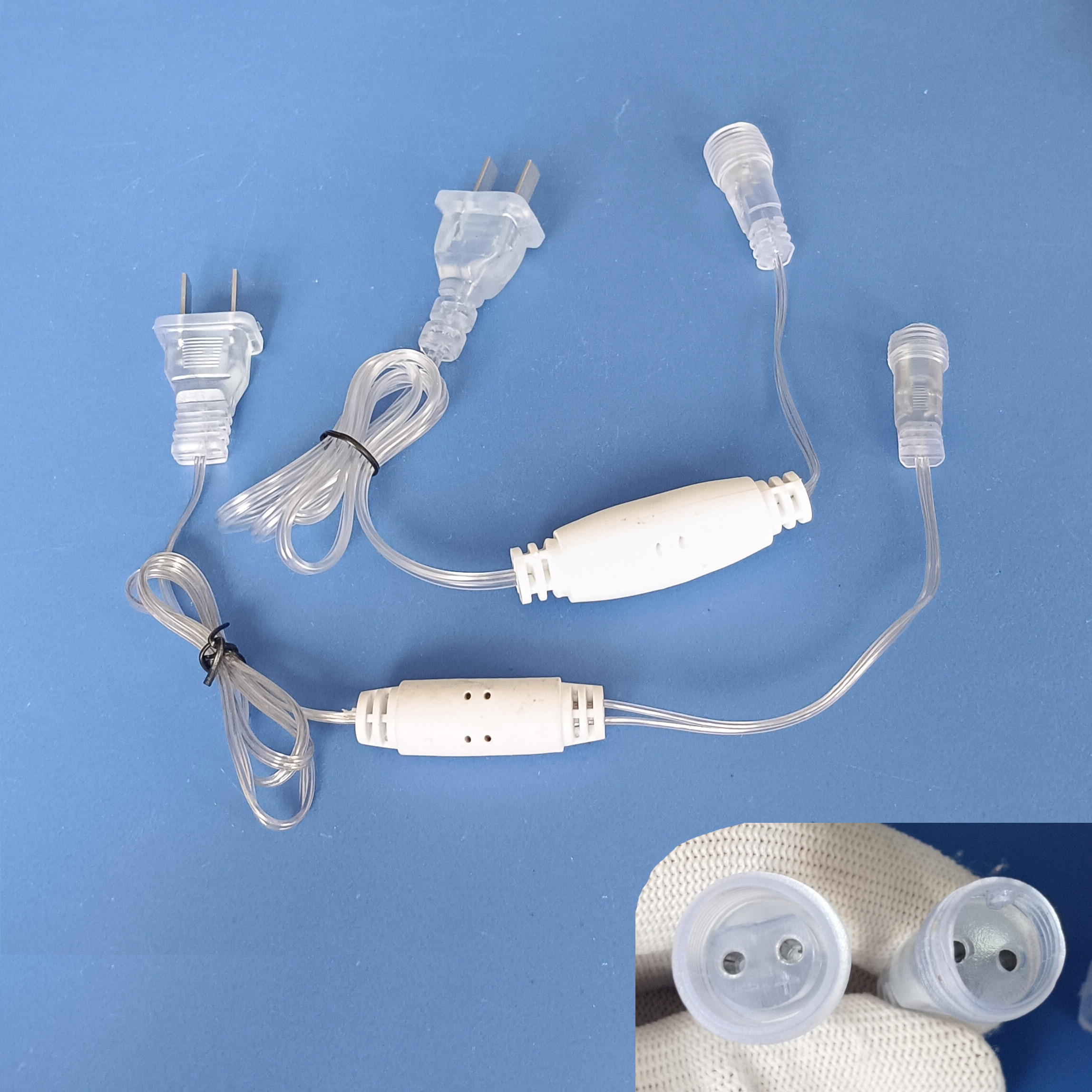 小彩灯串灯电源插头满天星七彩灯串常亮闪烁控制器二孔插头220V