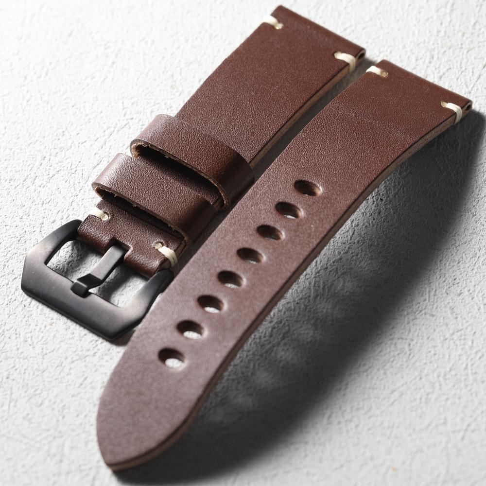 高端真皮表带24MM 26MM适配胖大海头层牛皮加厚PAM111 441真皮